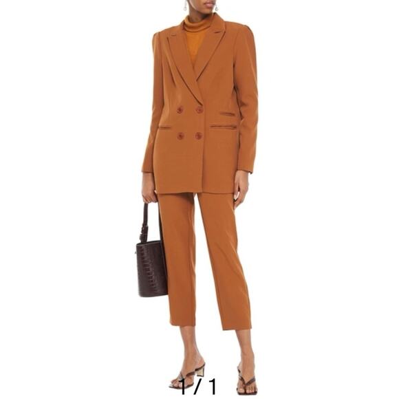 WALTER BAKER Double Breasted Ariel Blazer Suit Jack Pants Tan Women's Small $417 - Picture 1 of 15